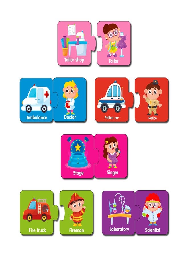 YaYplay Yay Play Profession 2 Piece Wooden Jigsaw Puzzle (Series 2), Set of 6 Wooden Puzzle for Kids, Montessori Early Educational Pre School Puzzle Toys for 2+ Years Kid - Image 2